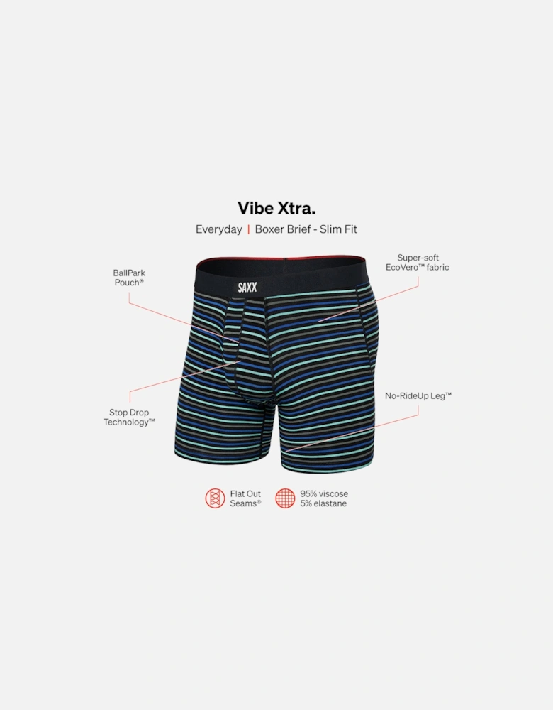 Vibe Xtra Super Soft Stripe Boxer Brief, Sport Blue