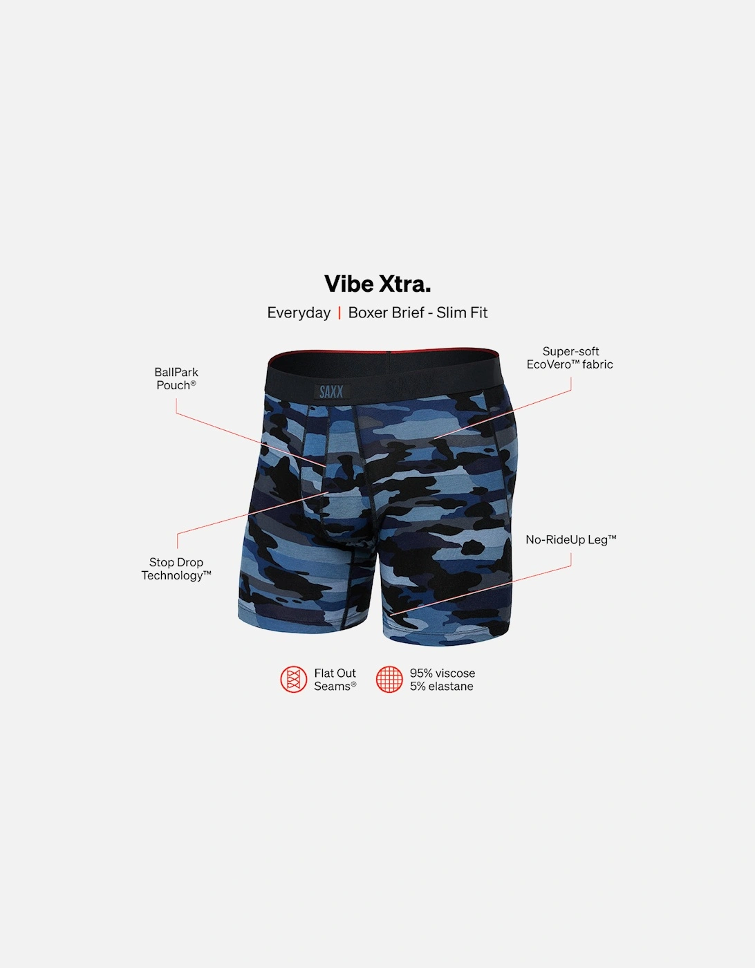 Vibe Xtra Super Soft Camo Boxer Brief, Blue