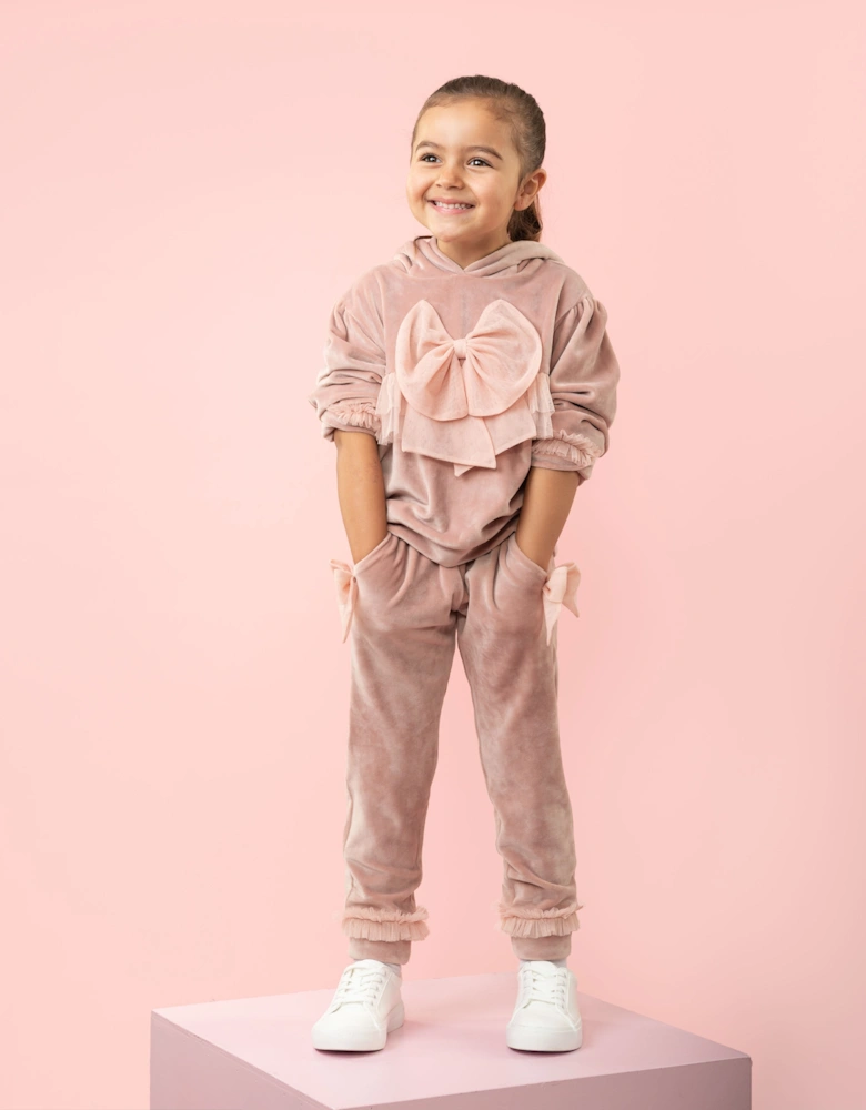 Pink Velour Bow Tracksuit