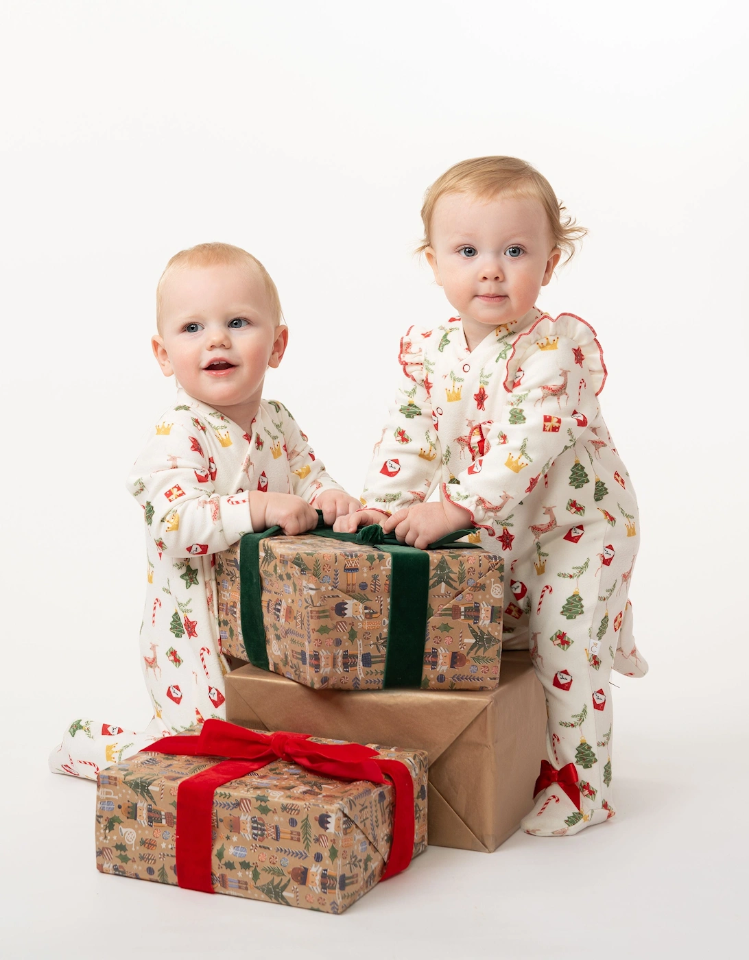 Boys Christmas Pyjama Babygrow with Hat