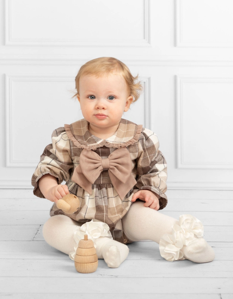 Beige Check Romper