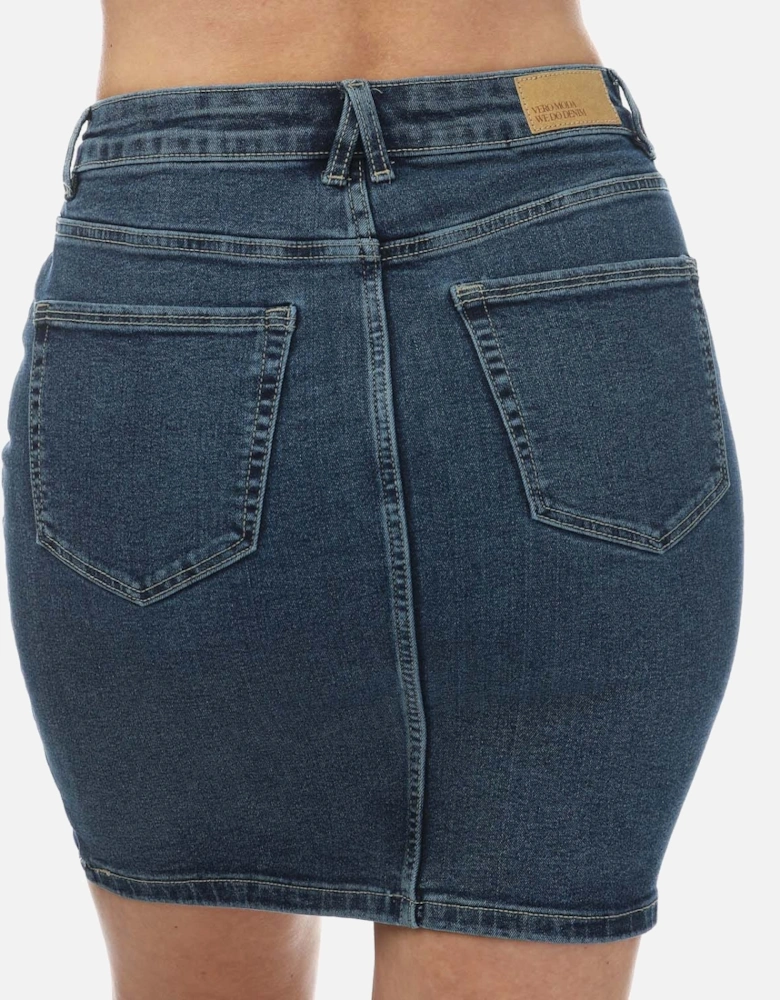 Womens Luna High Rise Denim Skirt