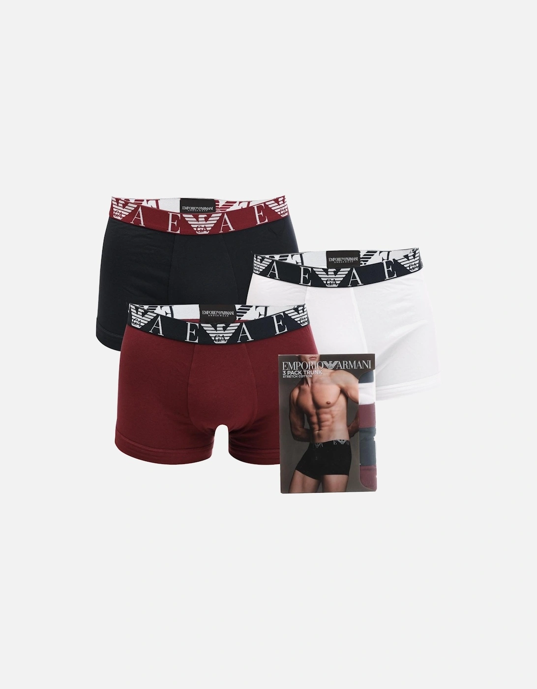 Mens 3 Pack Monogram Logo Boxer Trunks, 3 of 2