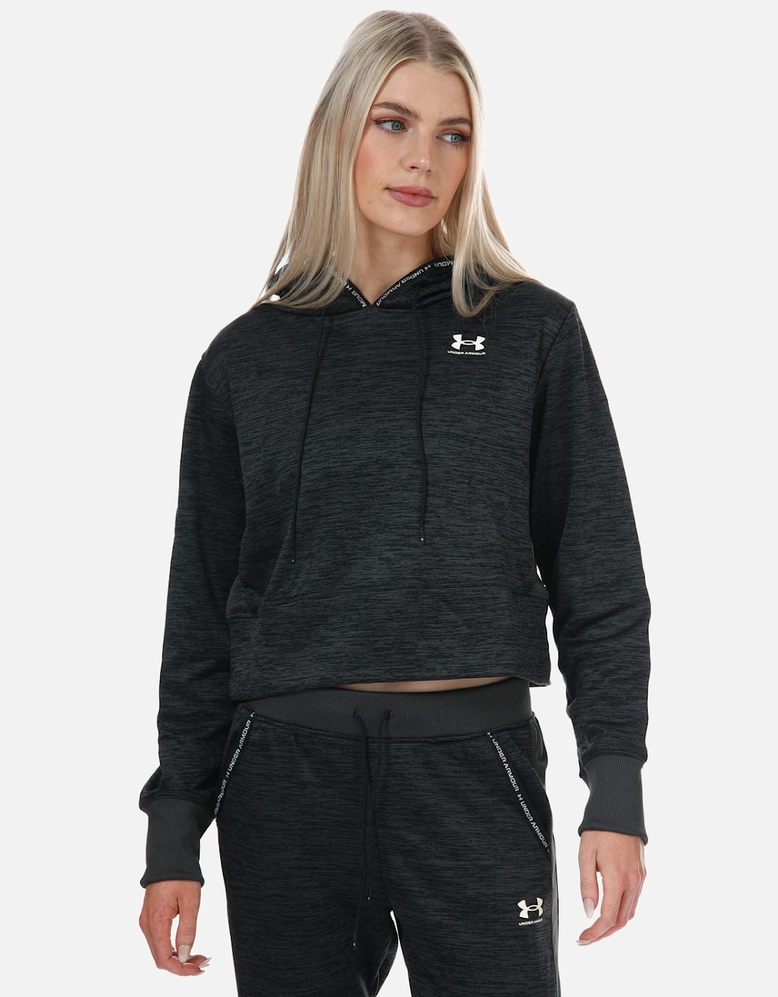 Womens Armour Fleece Twist Crop Hoody, 7 of 6