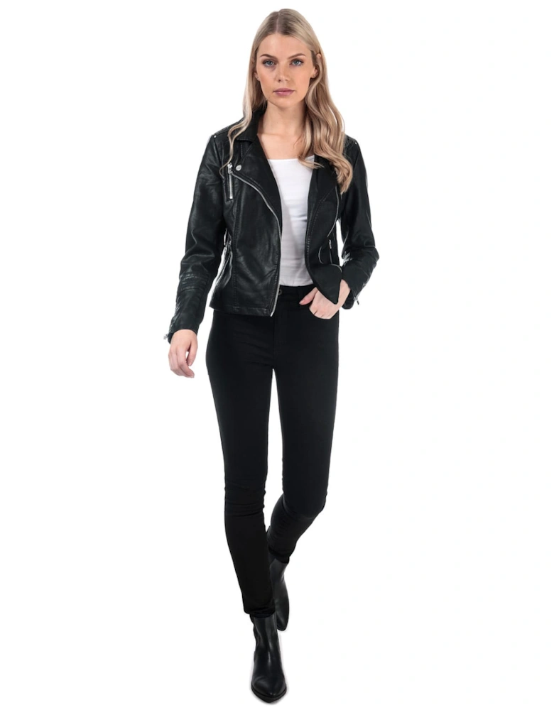 Womens Gemma Faux Leather Biker Jacket