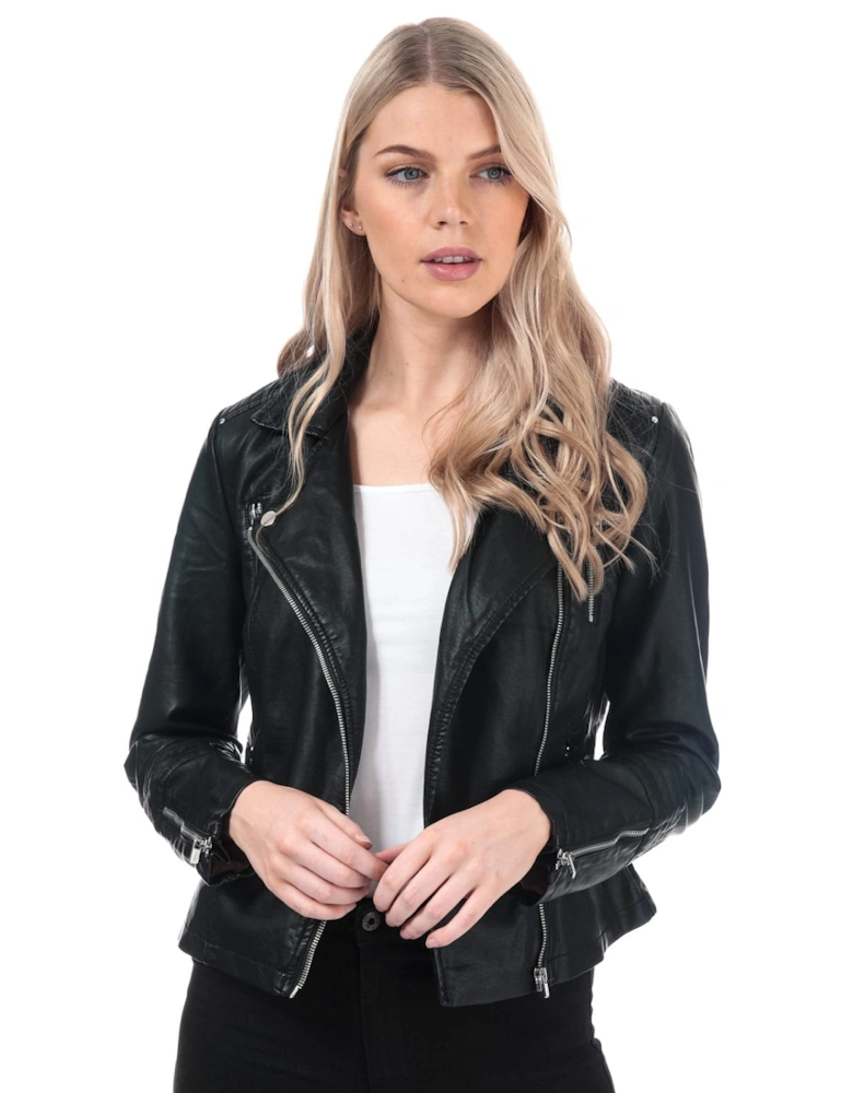 Womens Gemma Faux Leather Biker Jacket