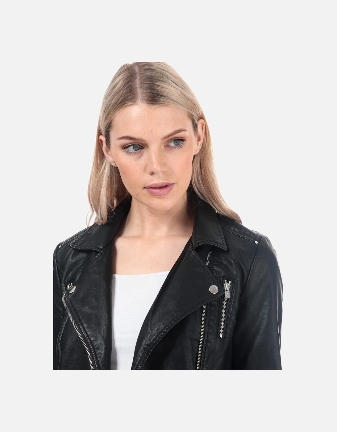 Womens Gemma Faux Leather Biker Jacket