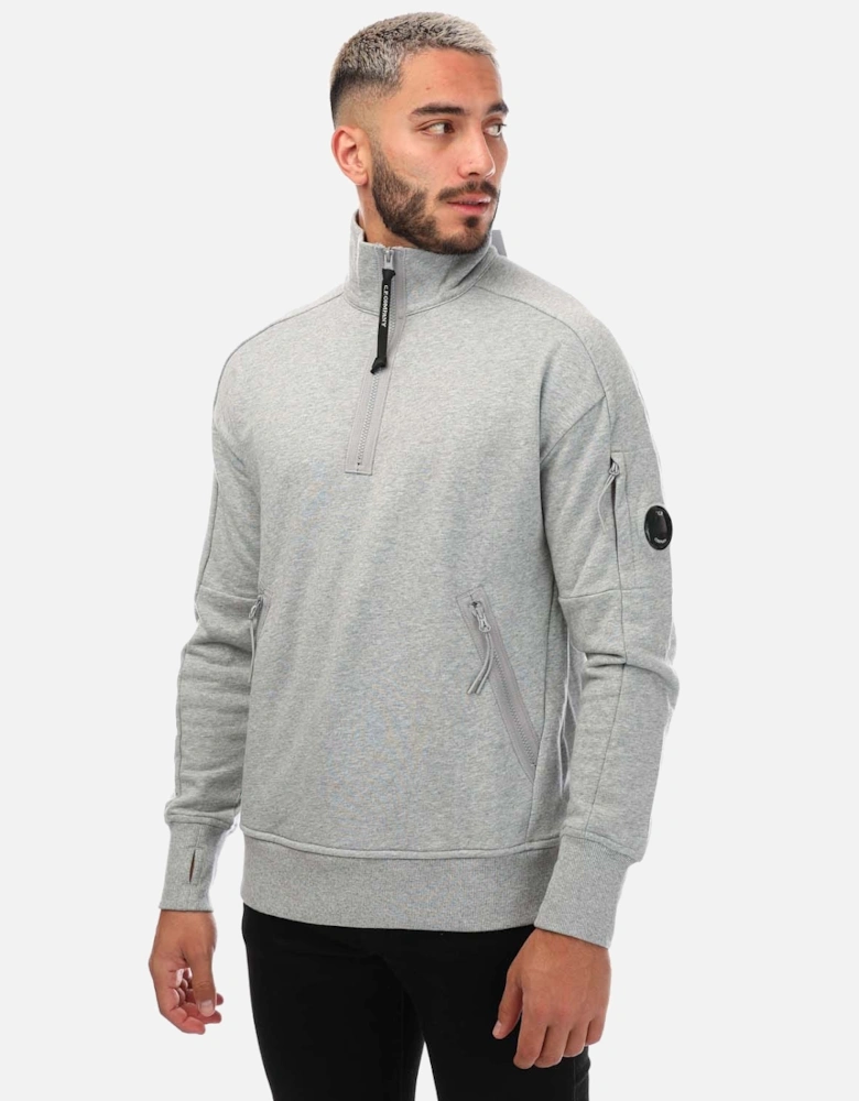 Mens Diagonal Raised Half Zipped Sweatshirt