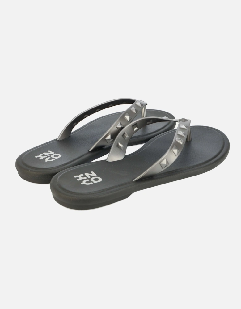 Womens Pop Stud Thong Flip Flops