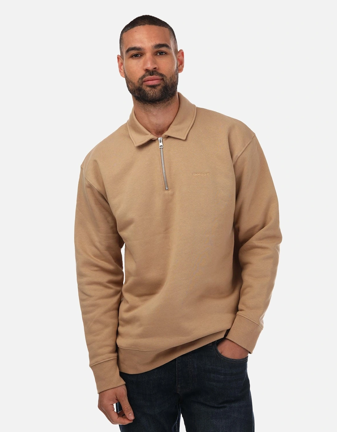 Gant Men's Cream Icon Half-Zip Sweatshirt - : 42/Regular Xl