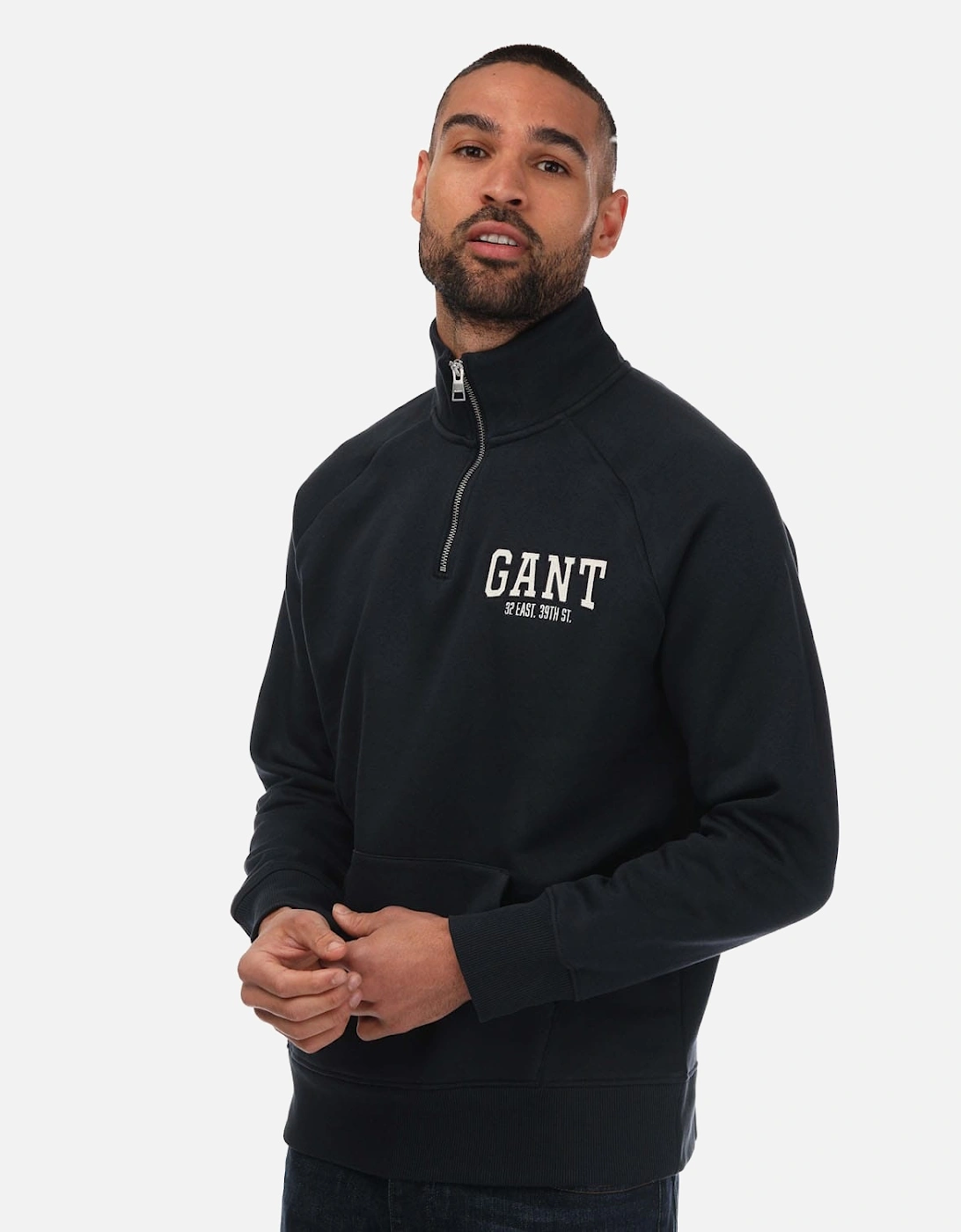 Gant Men's Blue Arch Half-Zip Sweatshirt - : 38/Regular M