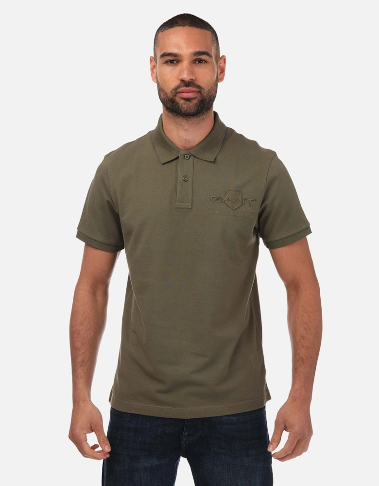 Mens Tonal Shield Polo