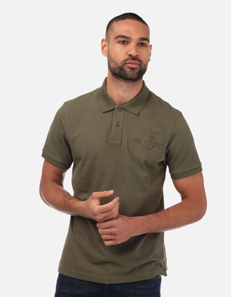 Mens Tonal Shield Polo