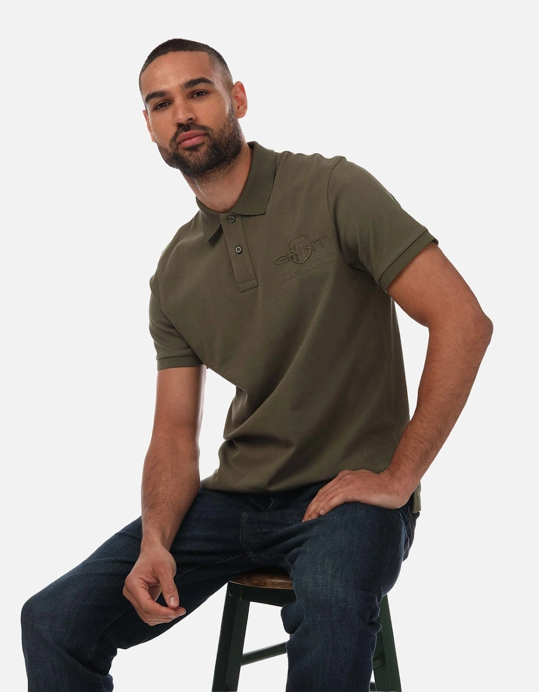 Mens Tonal Shield Polo