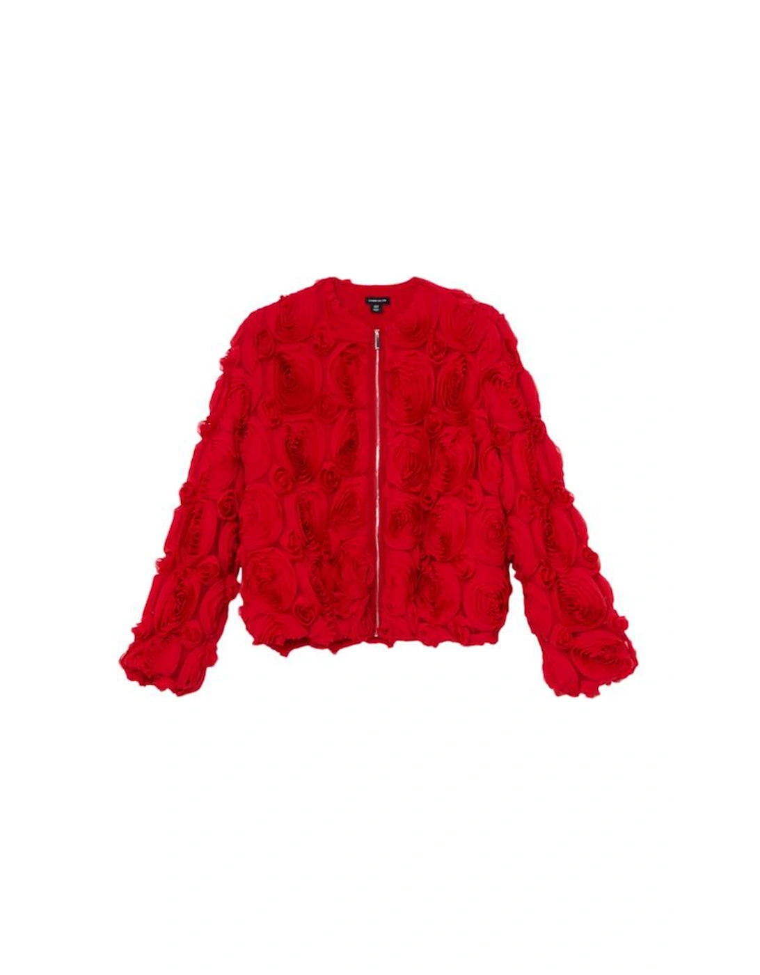 Crinkle Rosette Woven Bomber Jacket