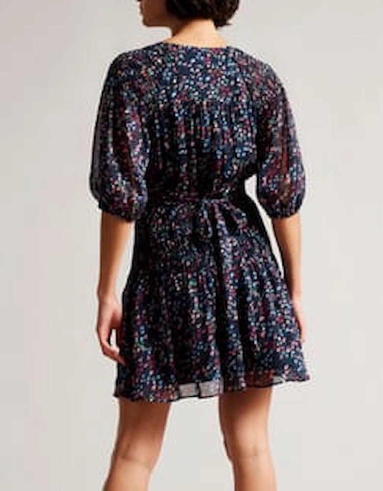 Casadee Smock Panel Wrap Mini Dress