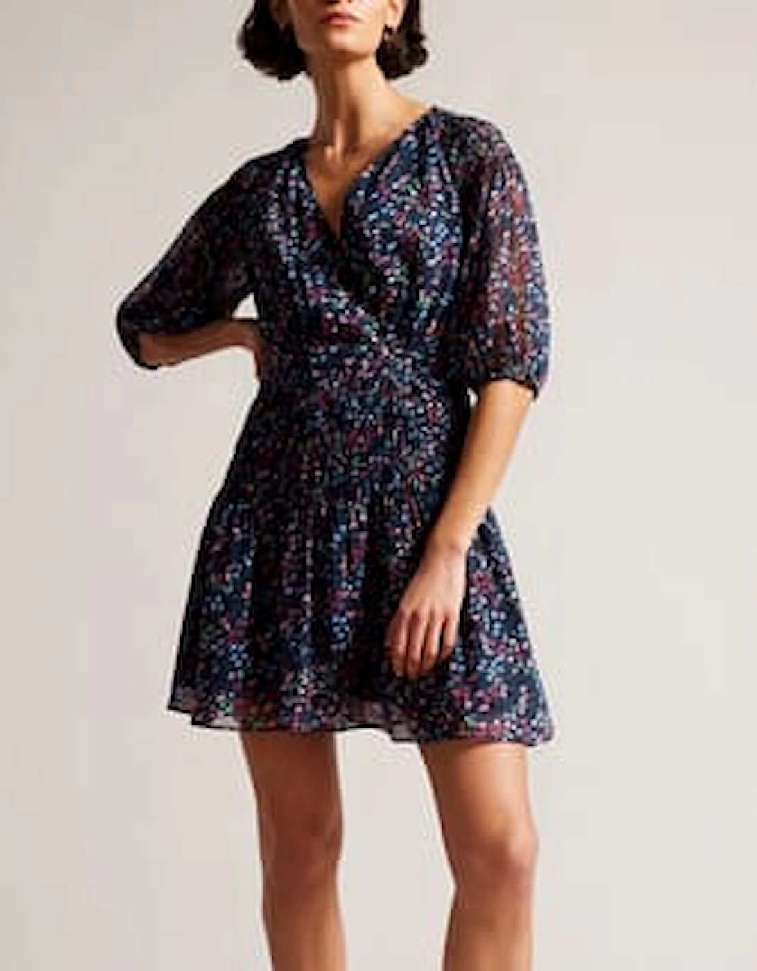 Ted Baker Women's Casadee Smock Panel Wrap Mini Dress - Navy - Size: 8