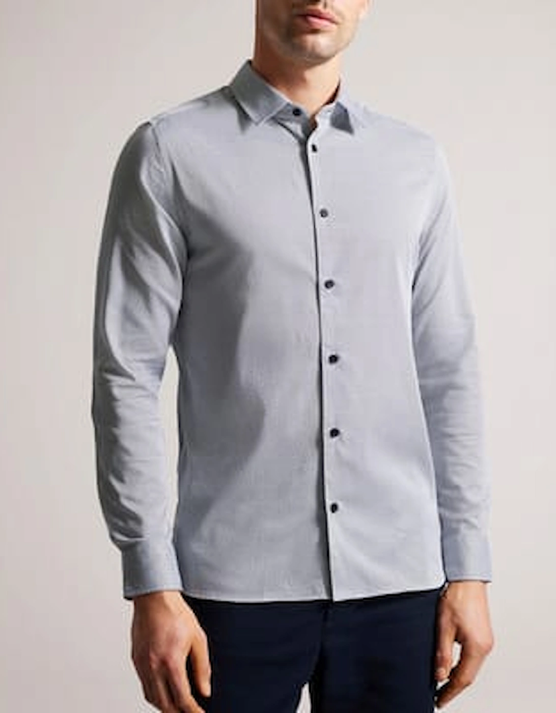 Mens Alham Long Sleeve Fine Geo Stretch Shirt