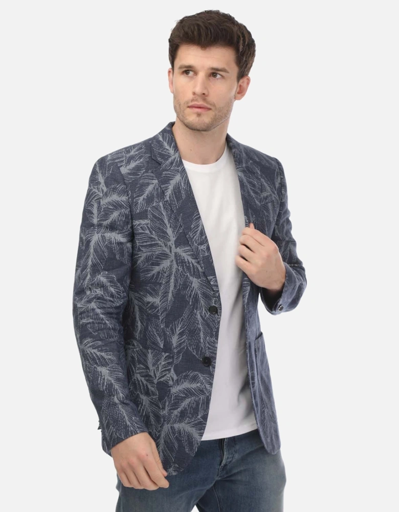 Postoj Slim Cotton Linen Printed Jacket