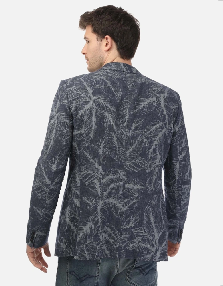 Postoj Slim Cotton Linen Printed Jacket