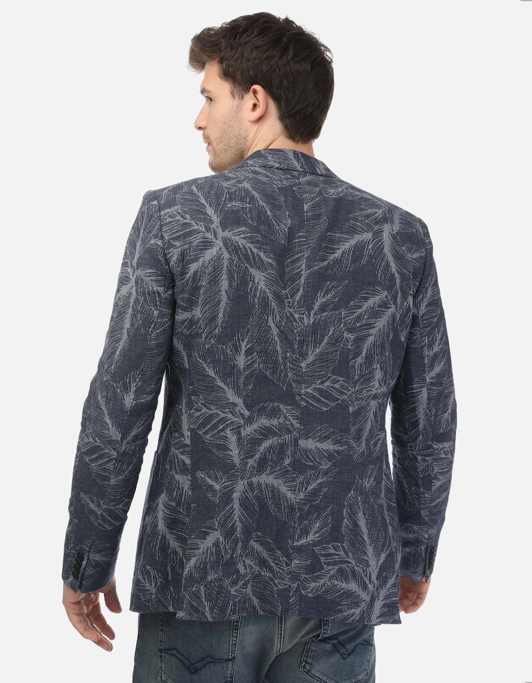 Postoj Slim Cotton Linen Printed Jacket