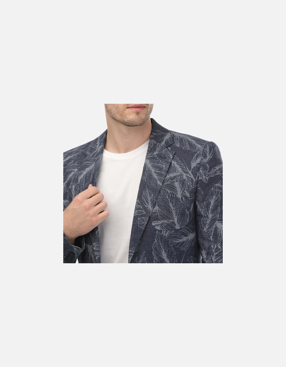 Postoj Slim Cotton Linen Printed Jacket