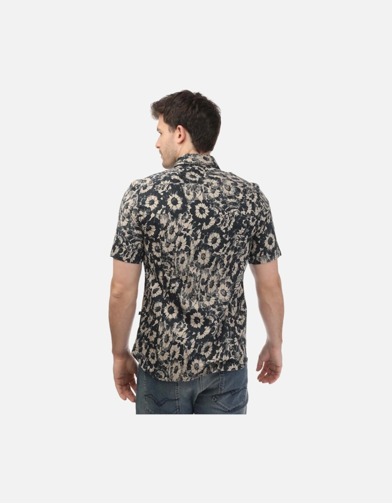 Aibsho Monochrome Floral Print Shirt