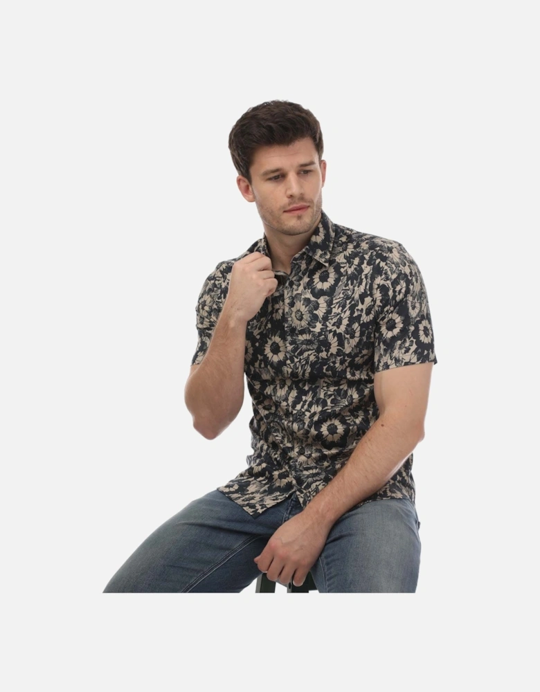 Aibsho Monochrome Floral Print Shirt