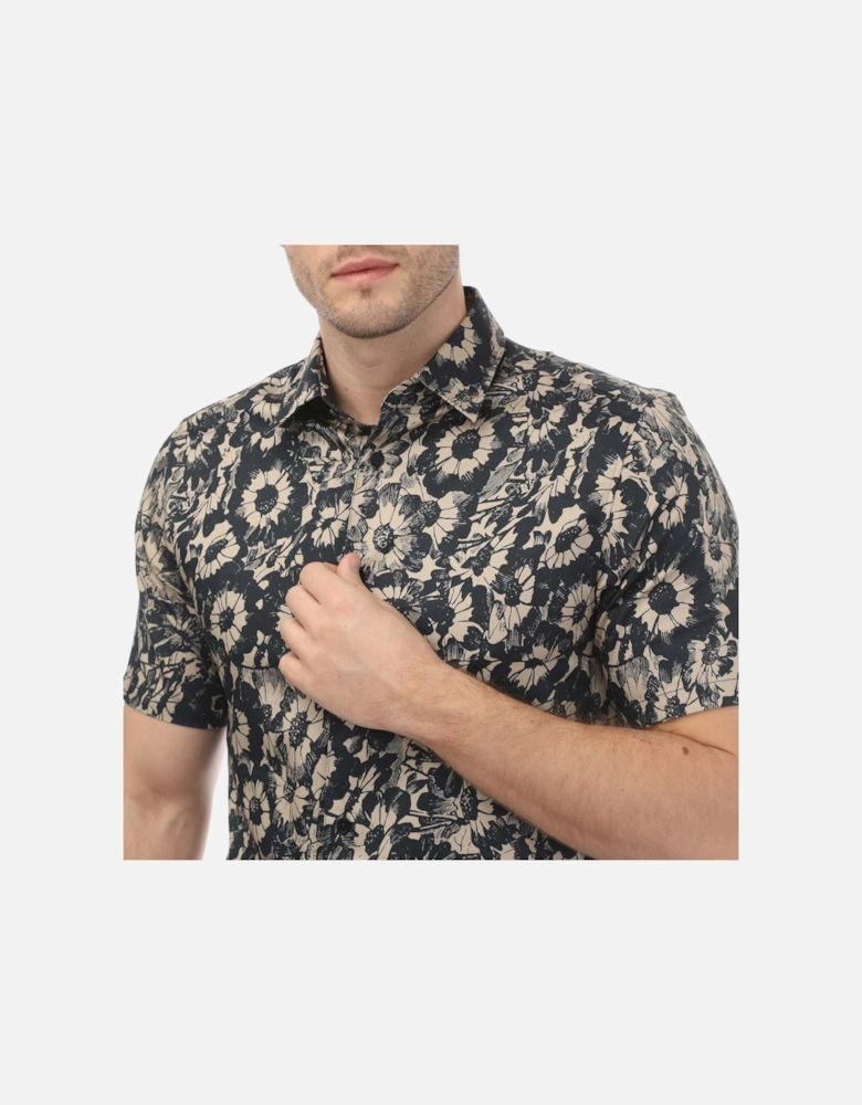 Aibsho Monochrome Floral Print Shirt