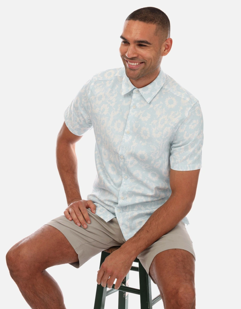Flaisby Linen Blend Floral Print Shirt - Mens Flaisby Linen Blend Floral Print Shirt