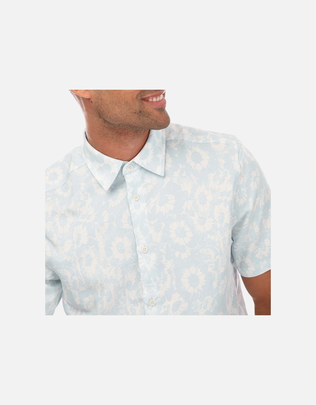 Flaisby Linen Blend Floral Print Shirt - Mens Flaisby Linen Blend Floral Print Shirt