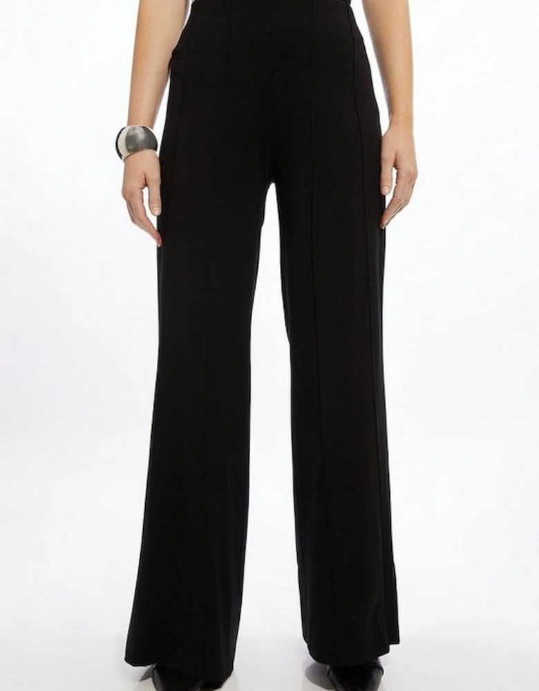 Petite Tailored Ponte Slim Flare Leg Trousers