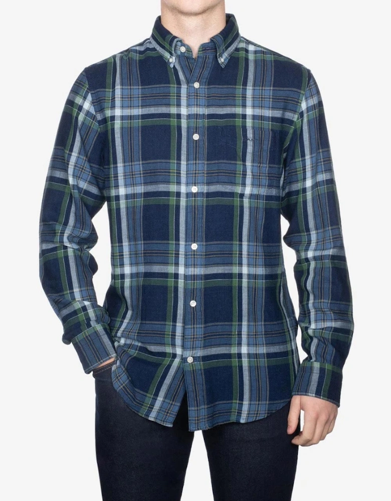 Mens Regular Fit Indigo Twill Check Shirt