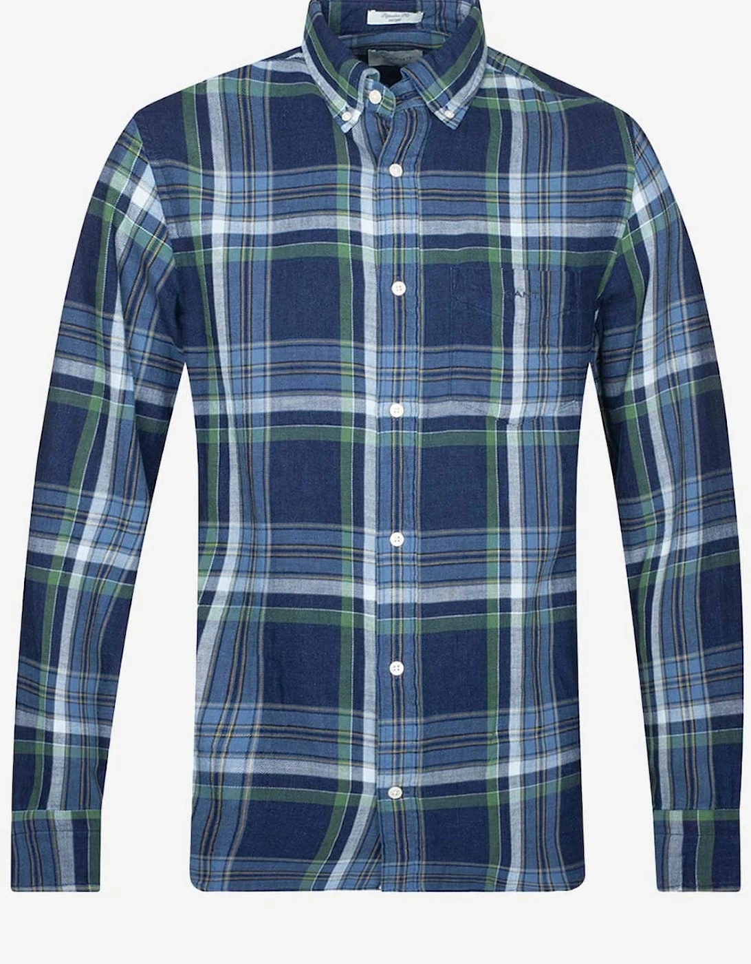 Mens Regular Fit Indigo Twill Check Shirt