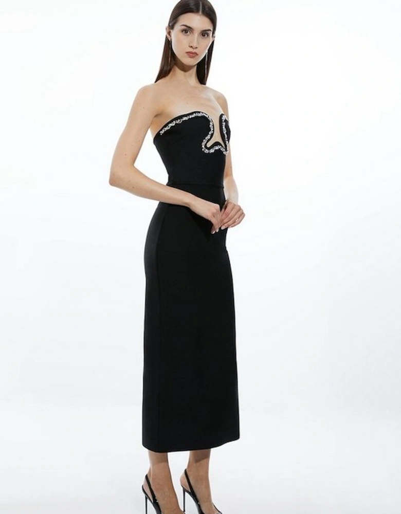 Tall Bandage Figure Form Embellished Corset Midi Dress