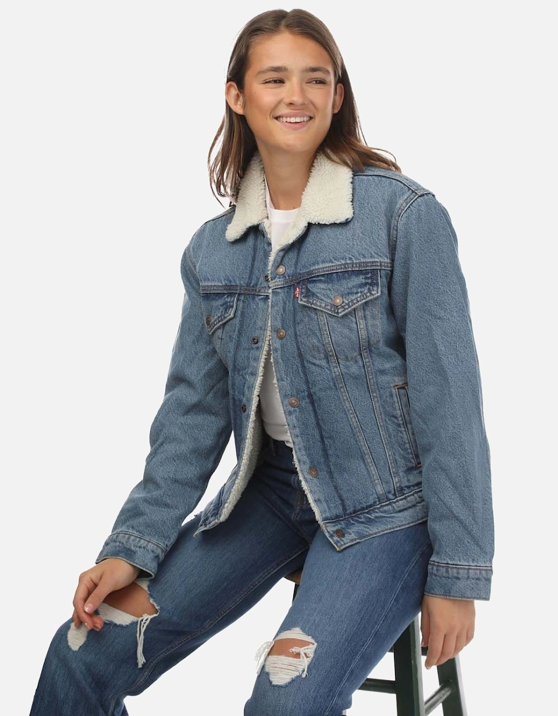 Ex-Boyfriend Sherpa Trucker Jacket - Womens Ex-Boyfriend Sherpa Trucker Jacket