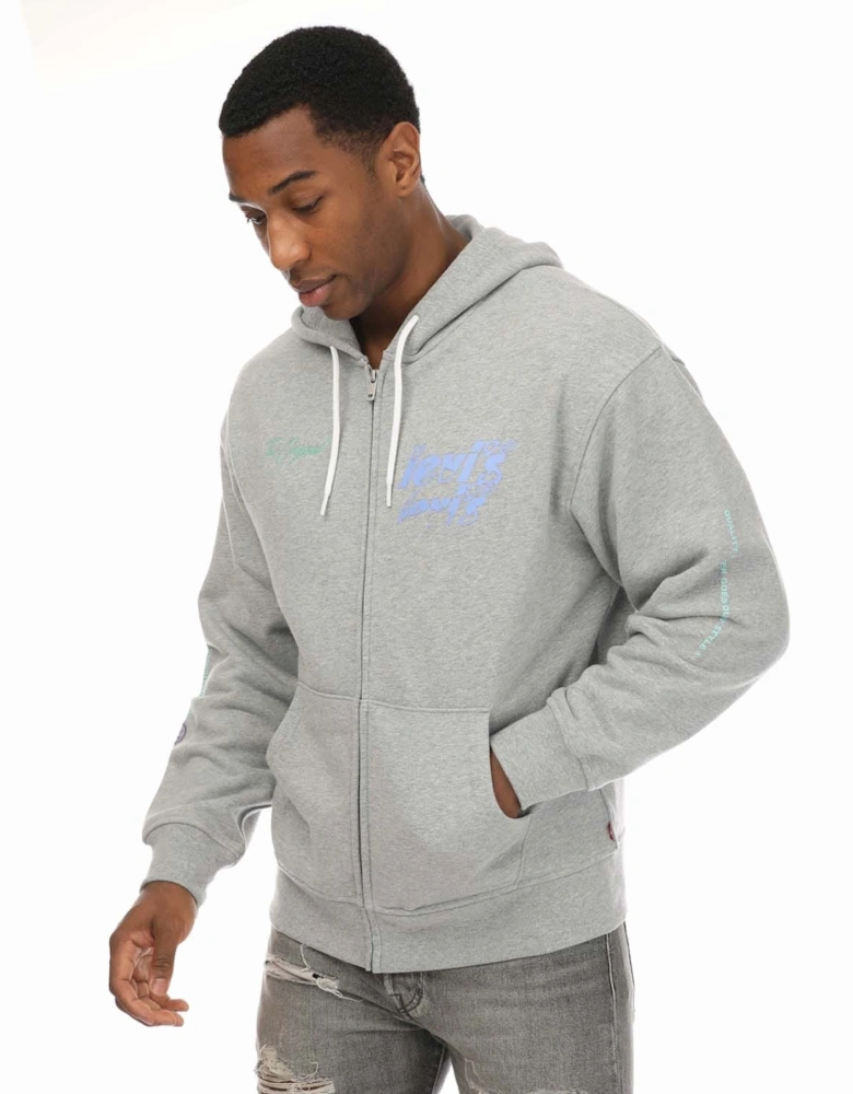 Mens Relaxed Graphic Zip Hoody