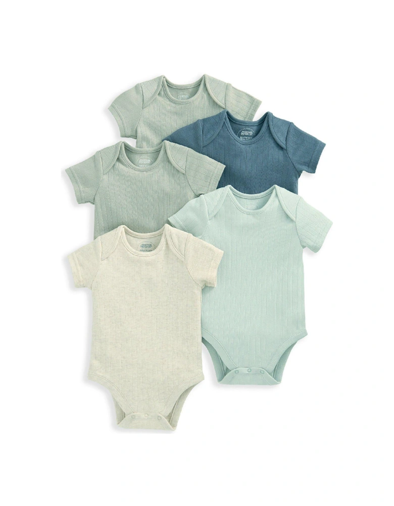 Baby Boys 5 Pack Rib Short Sleeve Bodysuits - Multi