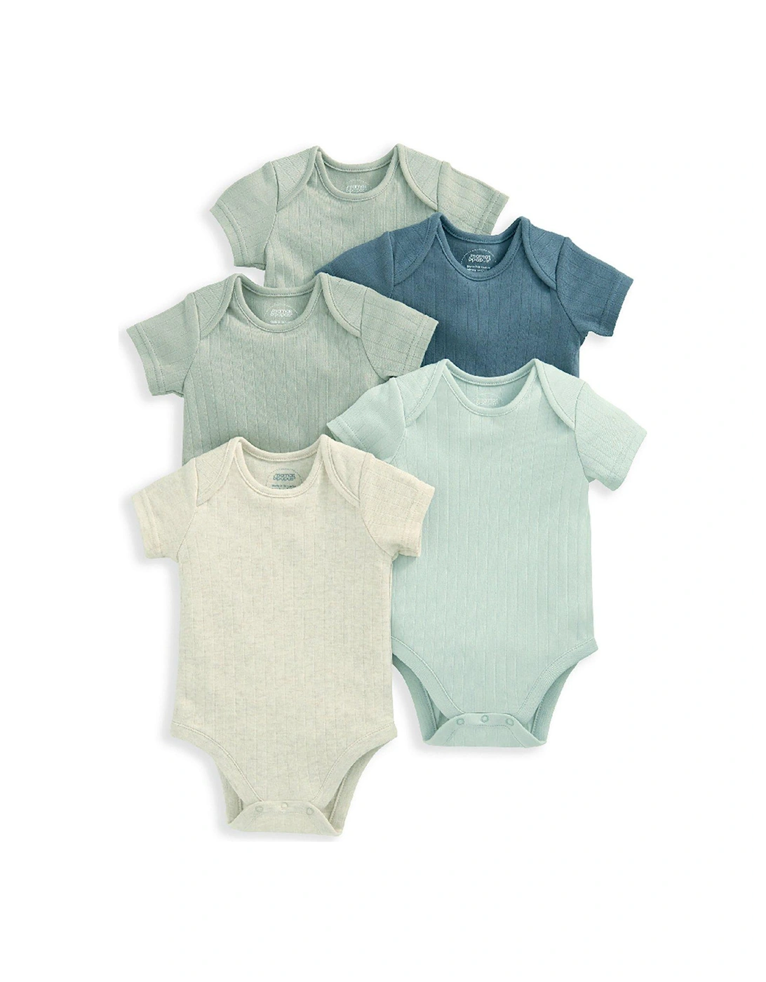 Baby Boys 5 Pack Rib Short Sleeve Bodysuits - Multi, 2 of 1