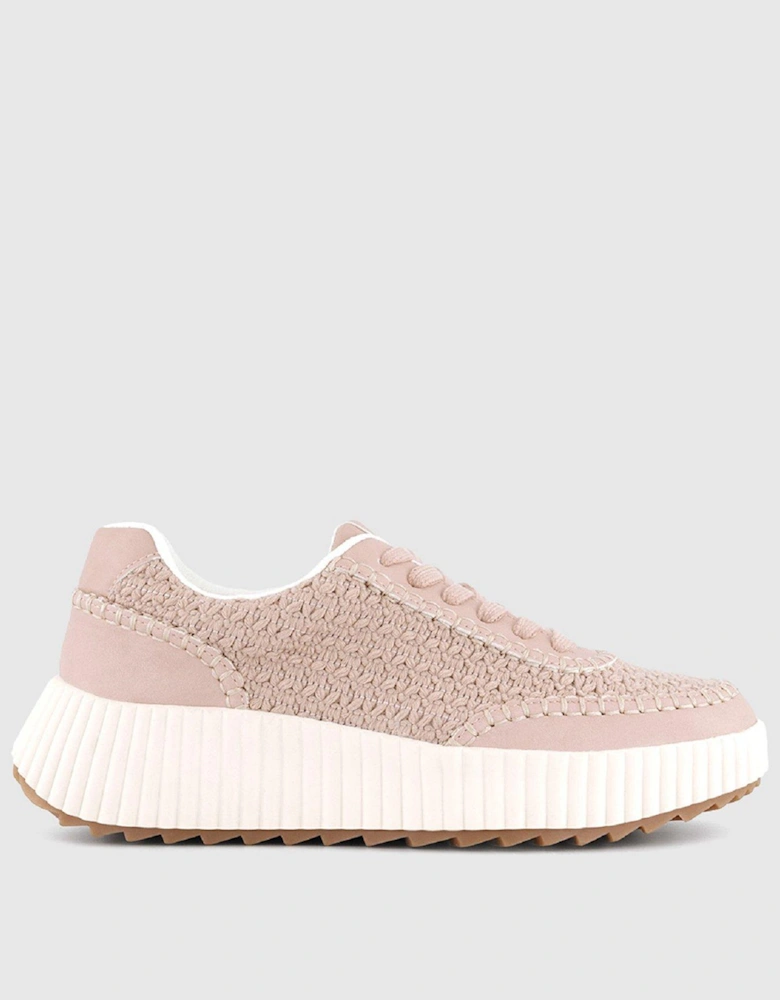 Flo Knitted Lace Up Runner Trainer - Blush