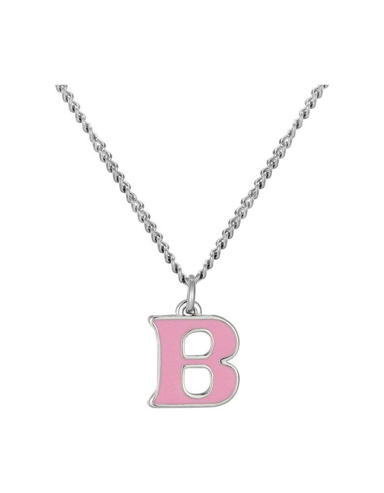 Sterling Silver Enamel alphabet Charm with Chain - Lilac