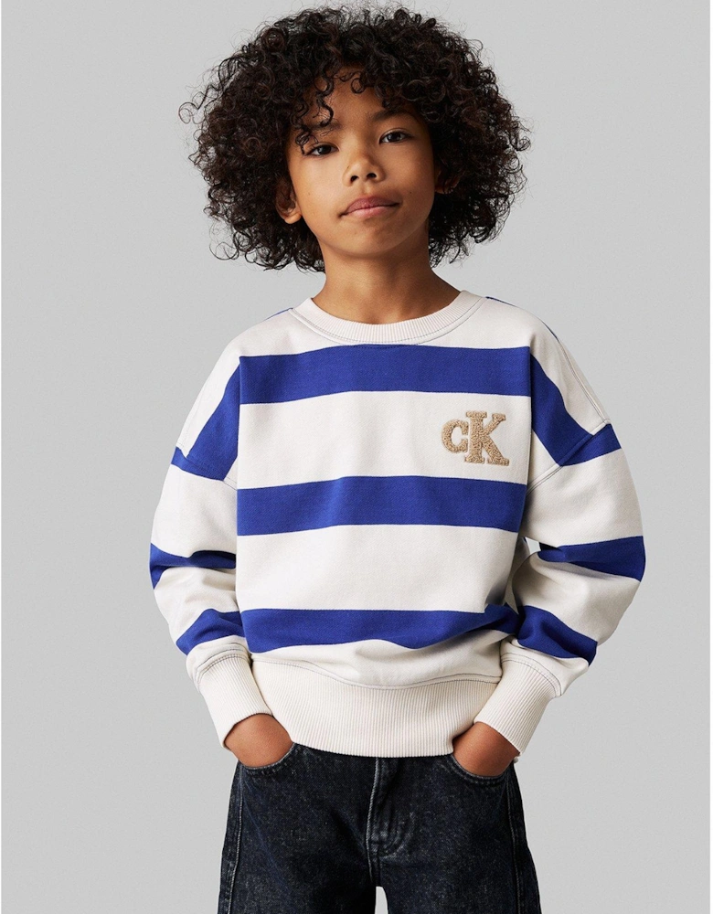 Boys Striped Modern Comfort Sweatshirt - Cream