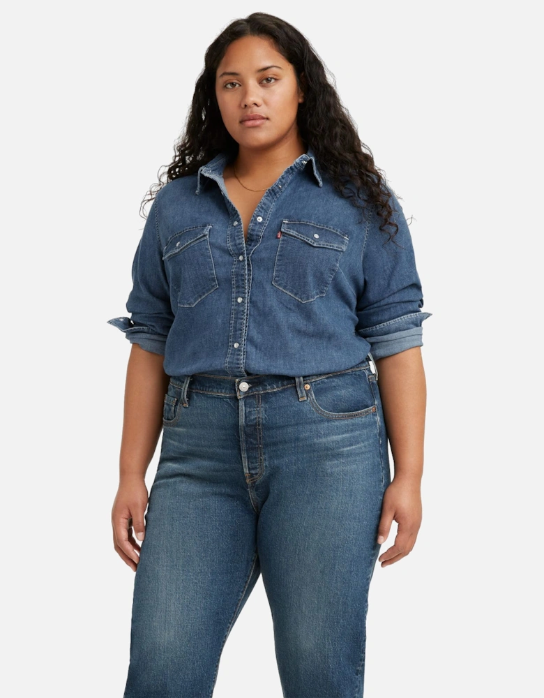 Womens Plus Iconic Western Denim Shirt