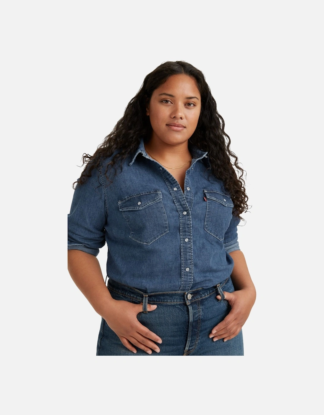 Womens Plus Iconic Western Denim Shirt