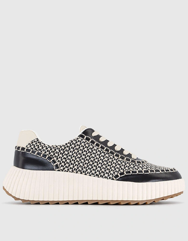 Flo Knitted Lace Up Trainer - Black/White