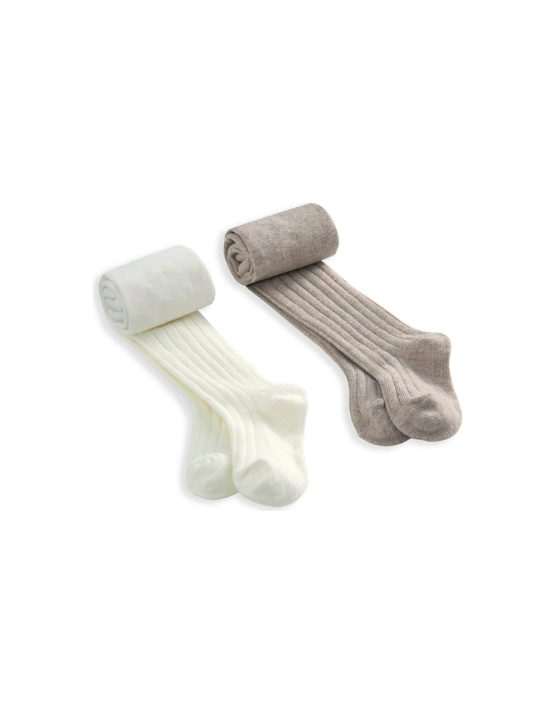 Baby Girls 2 Pack Knitted Tights - Beige