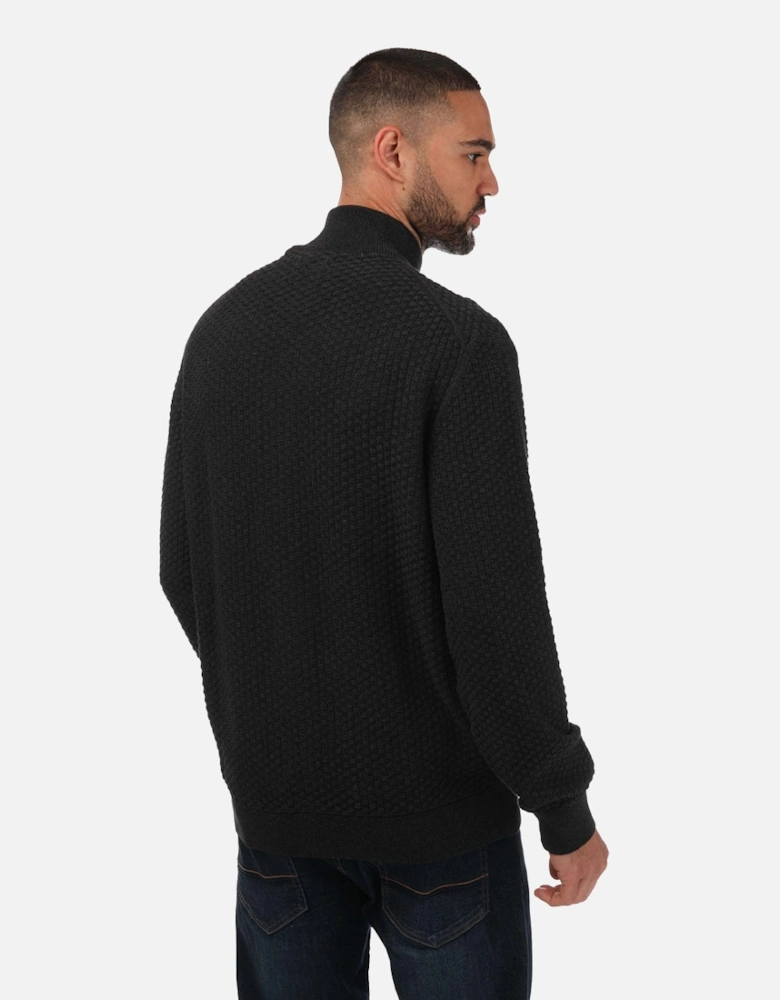 Mens Textured Cotton Zipped Cardigan