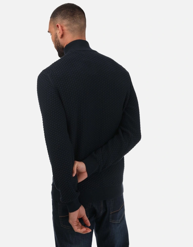 Mens Textured Cotton Half-Zip Jumper