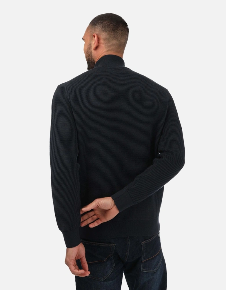 Mens Textured Cotton Half-Zip Jumper