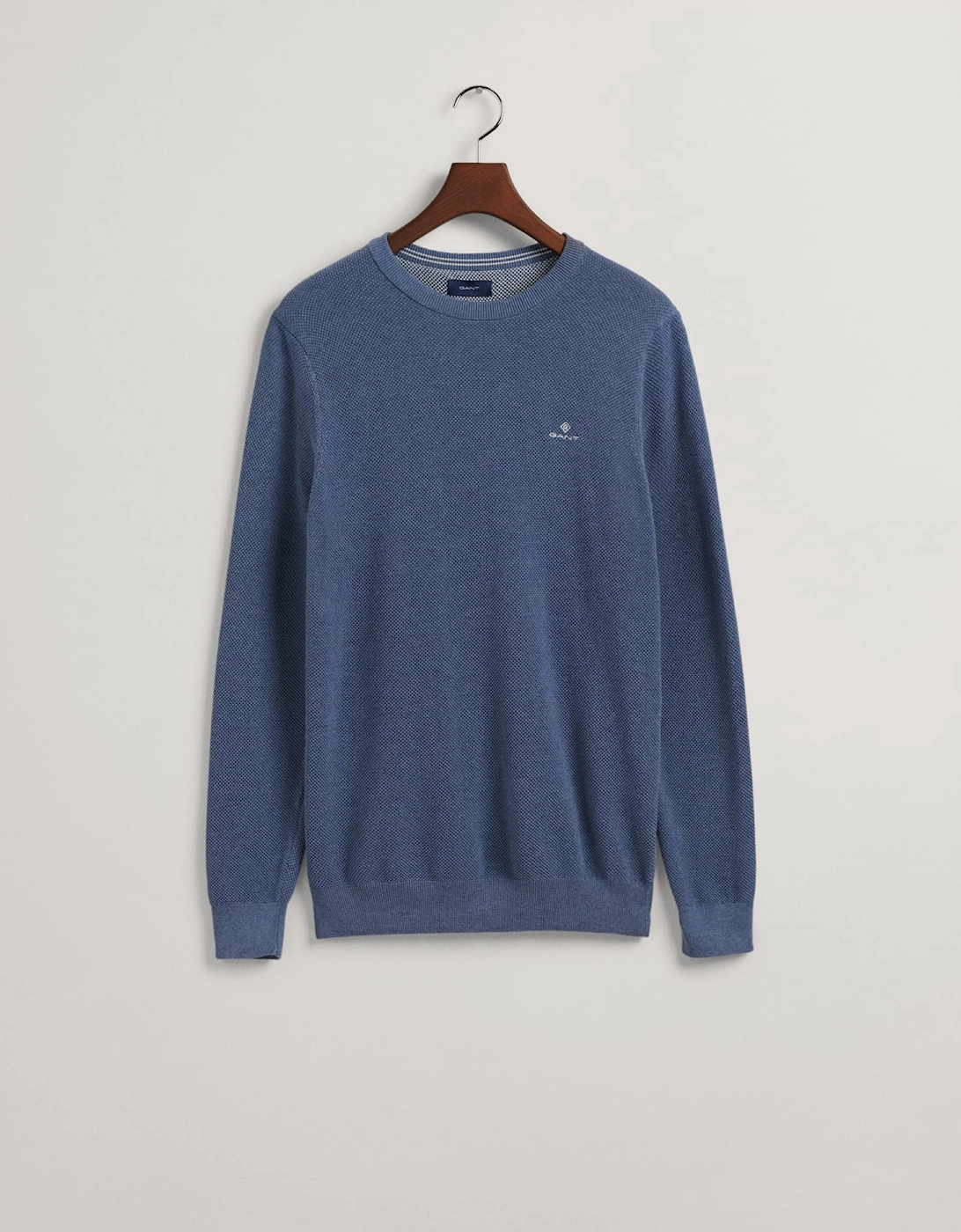 Mens Cotton Pique Crewneck Sweatshirt